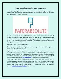 Importance of using online paper creator app