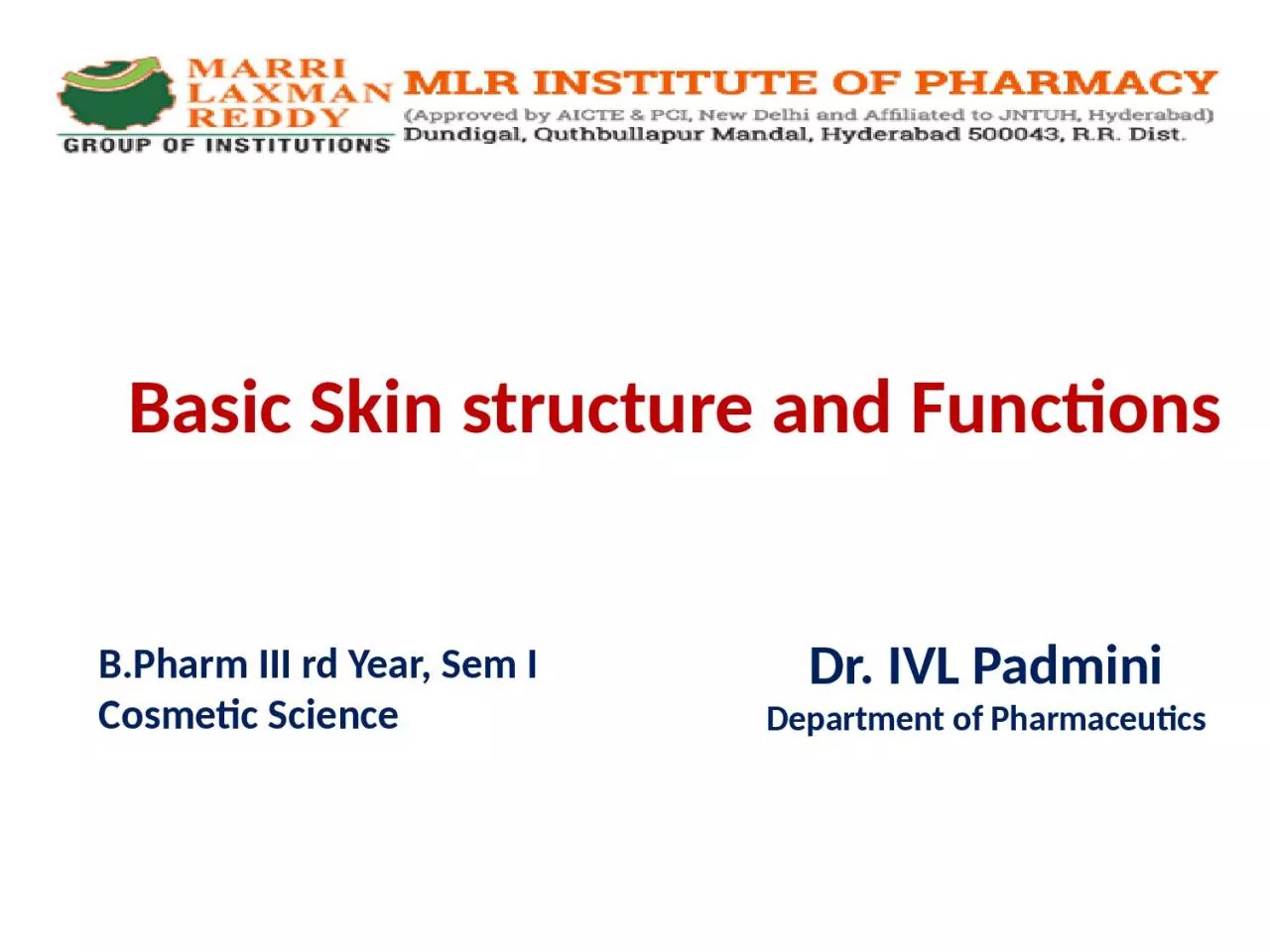 PPT-Basic Skin structure and Functions