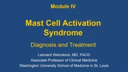 Module IV Mast Cell Activation Syndrome