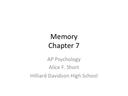 Memory Chapter 7  AP Psychology