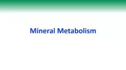 Mineral Metabolism Learning Objectives