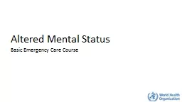 Altered Mental Status Basic Emergency Care Course