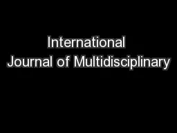 International Journal of Multidisciplinary