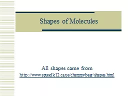 Shapes of Molecules All shapes came from