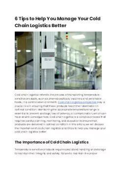 6 Tips to Help You Manage Your Cold Chain Logistics Better