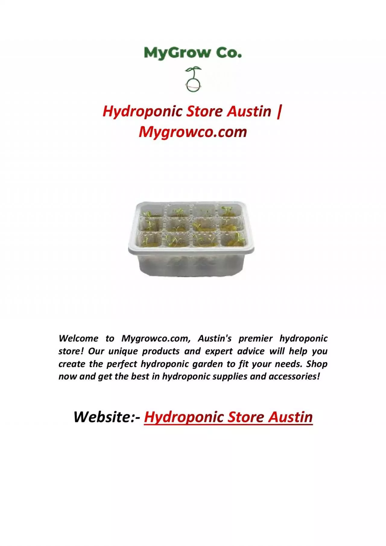 PDF-Hydroponic Store Austin | Mygrowco.com