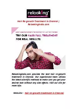 Hair Re-growth Treatment In Chennai | Relookingindia.com