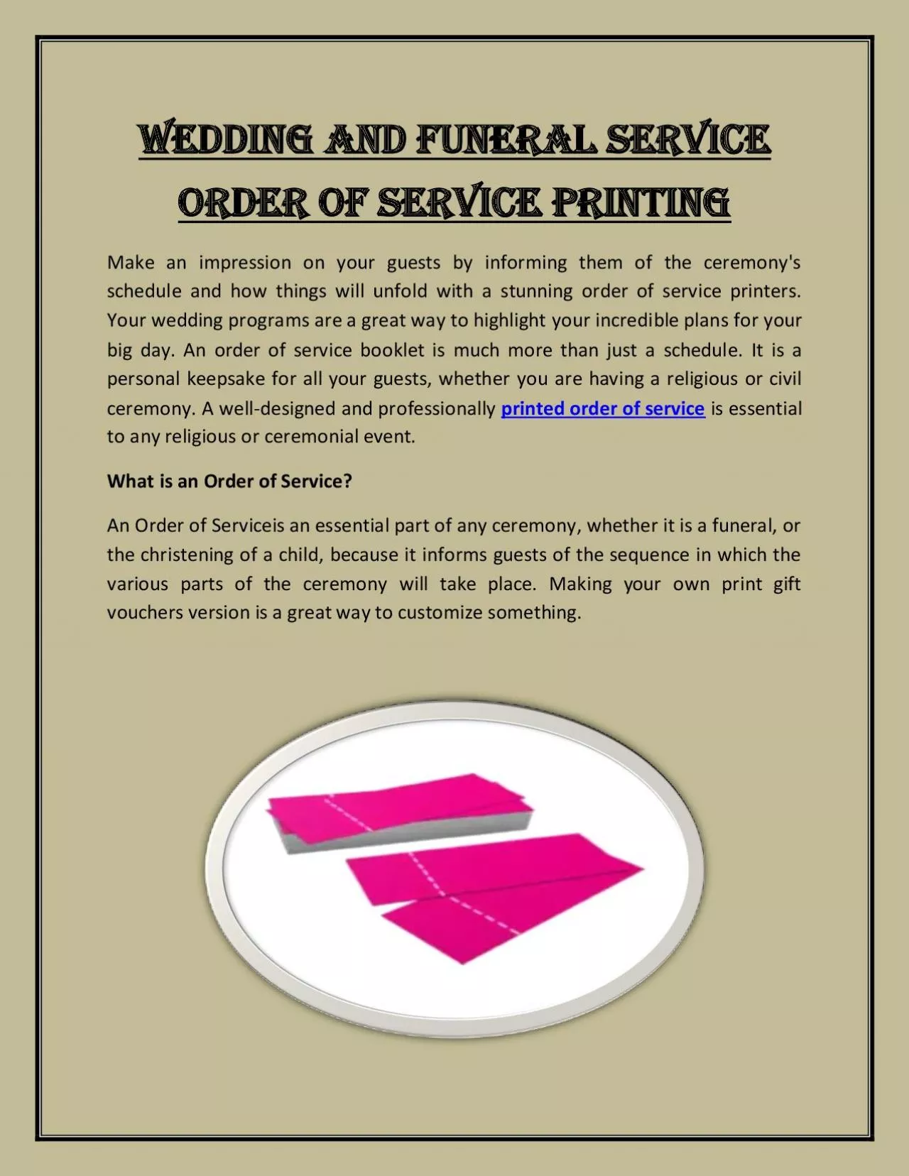 PDF-Wedding and Funeral Service Order of Service Printing