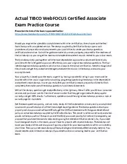 Actual TIBCO WebFOCUS Certified Associate Exam Practice Course