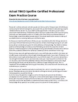 Actual TIBCO Spotfire Certified Professional Exam Practice Course