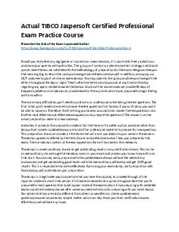 Actual TIBCO Jaspersoft Certified Professional Exam Practice Course