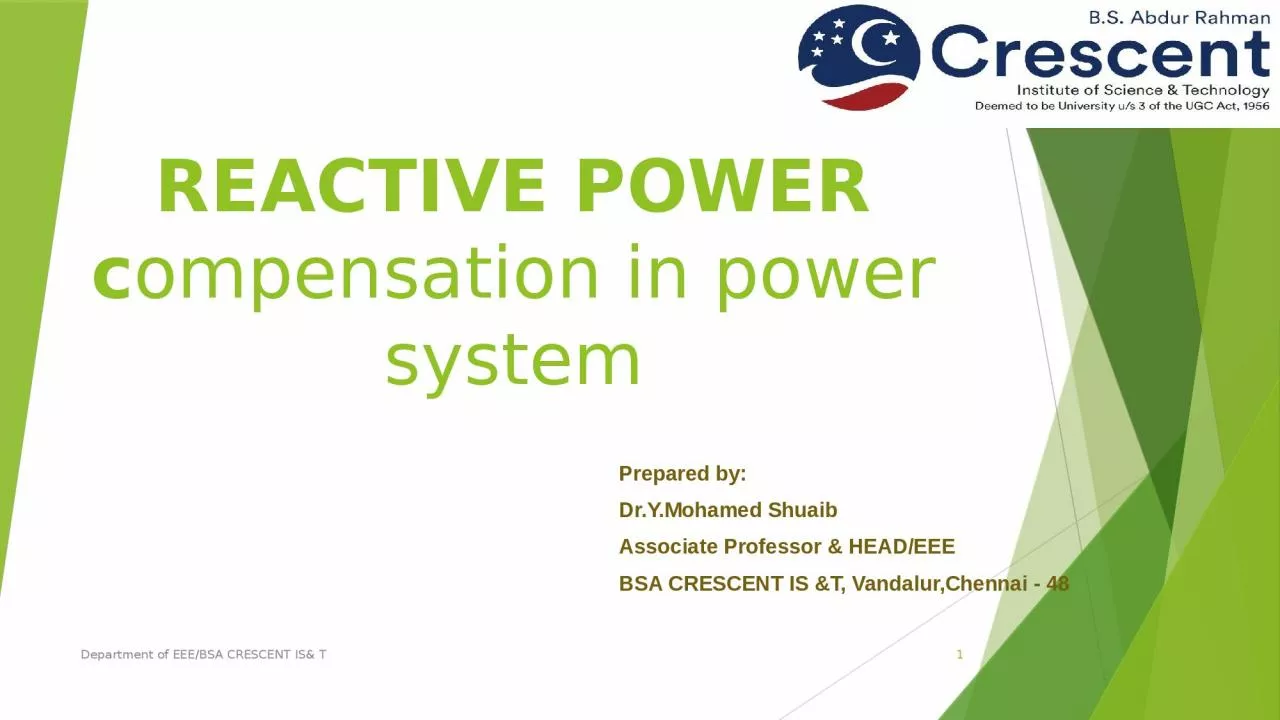 REACTIVE POWER c ompensation in power system