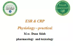 ESR &  CRP Physiology