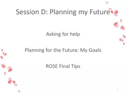 Session D: Planning my Future