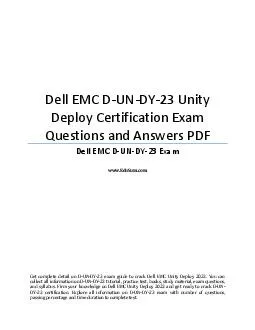 Dell EMC D-UN-DY-23 Unity Deploy Certification Exam Questions and Answers PDF