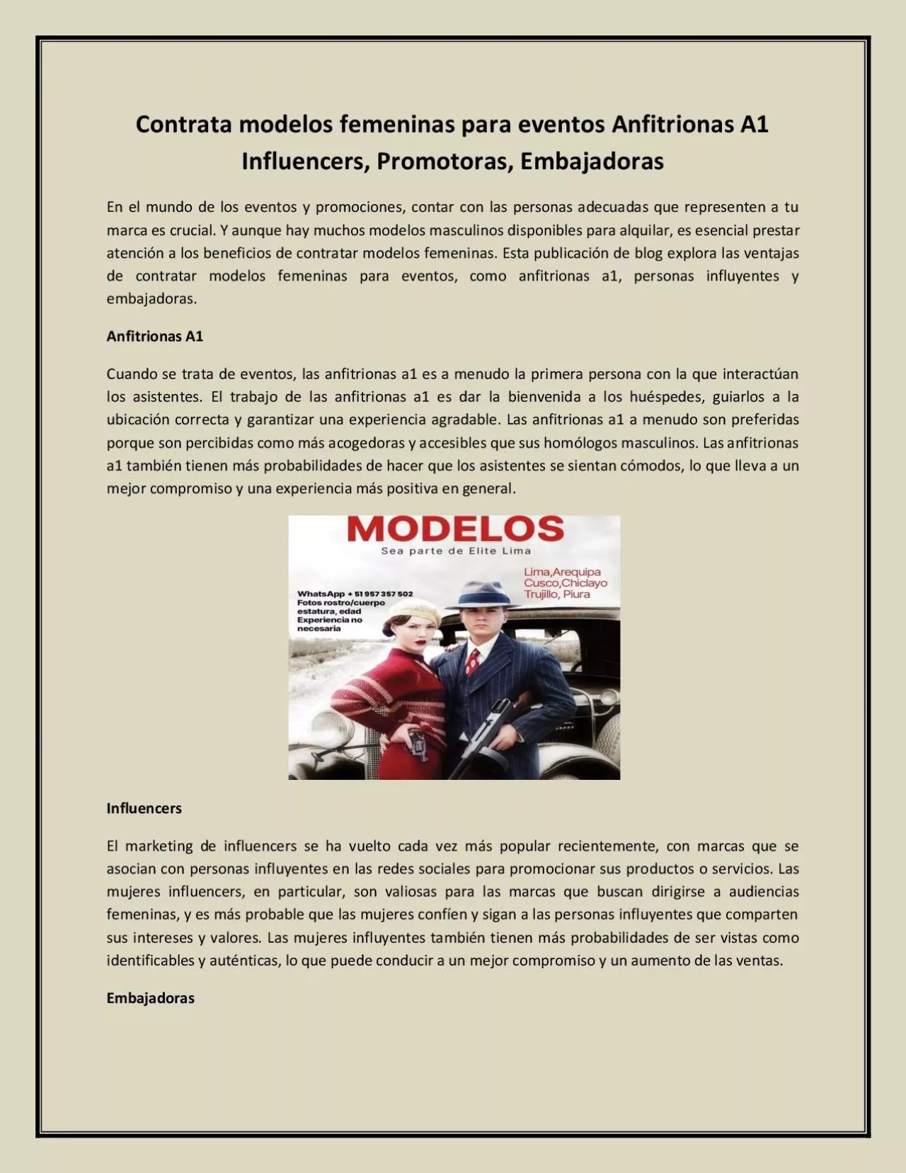 PDF-Contrata modelos femeninas para eventos Anfitrionas A1 Influencers, Promotoras, Embajadoras