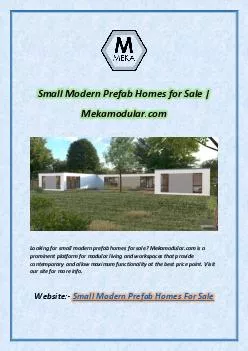 Small Modern Prefab Homes for Sale | Mekamodular.com