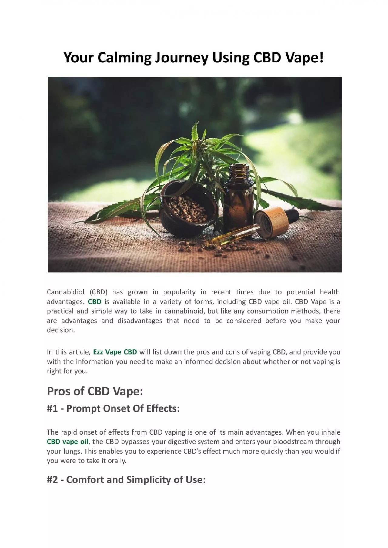 PDF-Your Calming Journey Using CBD Vape - EZZ