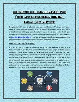 An Important Requirement for Your Small Business Online – Local SEO Service
