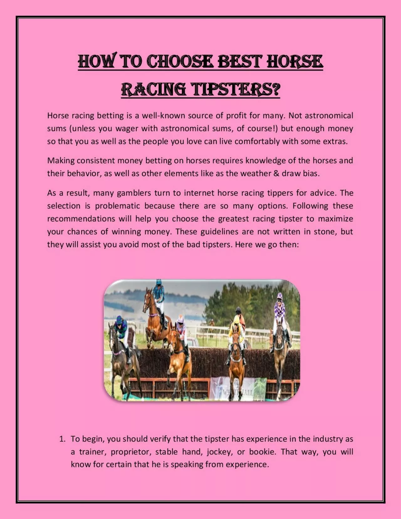 How to Choose Best Horse Racing Tipsters?