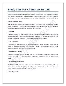 Study Tips For Chemistry in UAE
