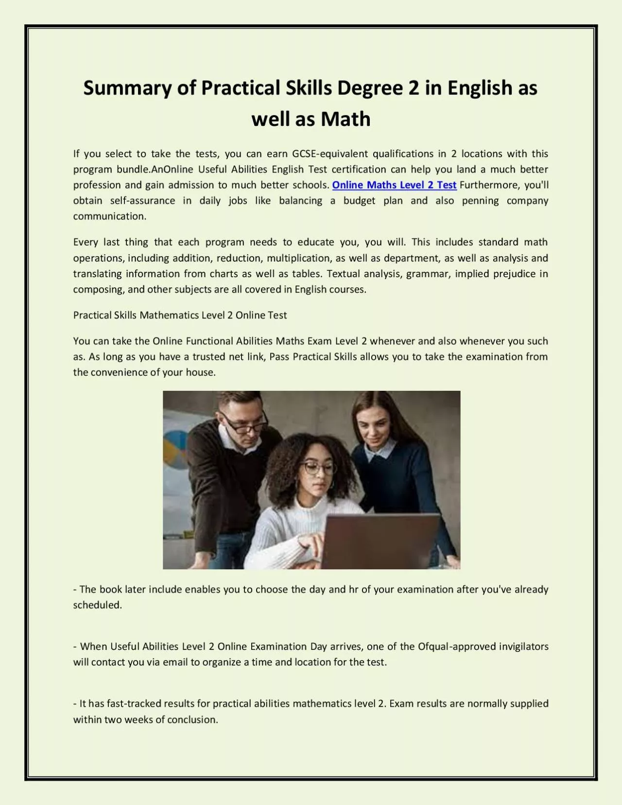 PDF-Summary of Practical Skills Degree 2 in English as well as Math