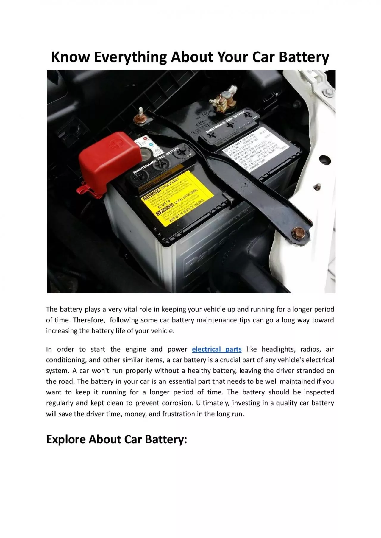 Know Everything About Your Car Battery - Leicester Motor Spares
