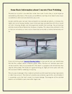 Some Basic Information about Concrete Floor Polishing