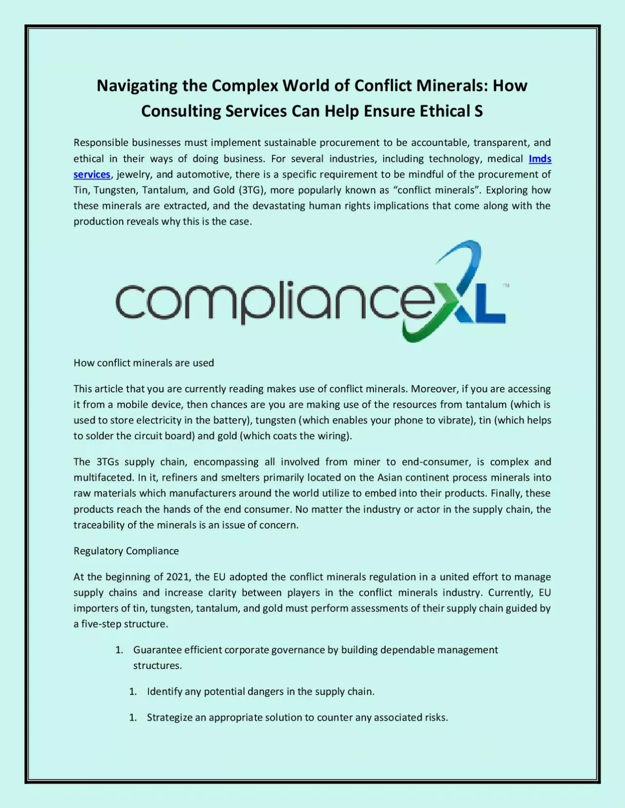 PDF-Navigating the Complex World of Conflict Minerals: How Consulting Services Can Help Ensure