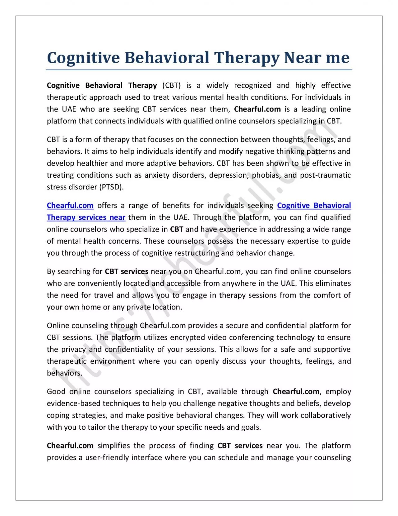 PDF-Cognitive Behavioral Therapy Near me