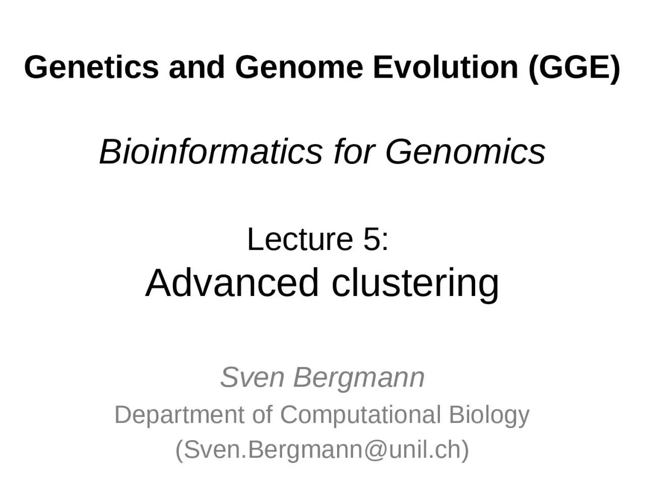 PPT-Genetics and Genome Evolution (GGE)