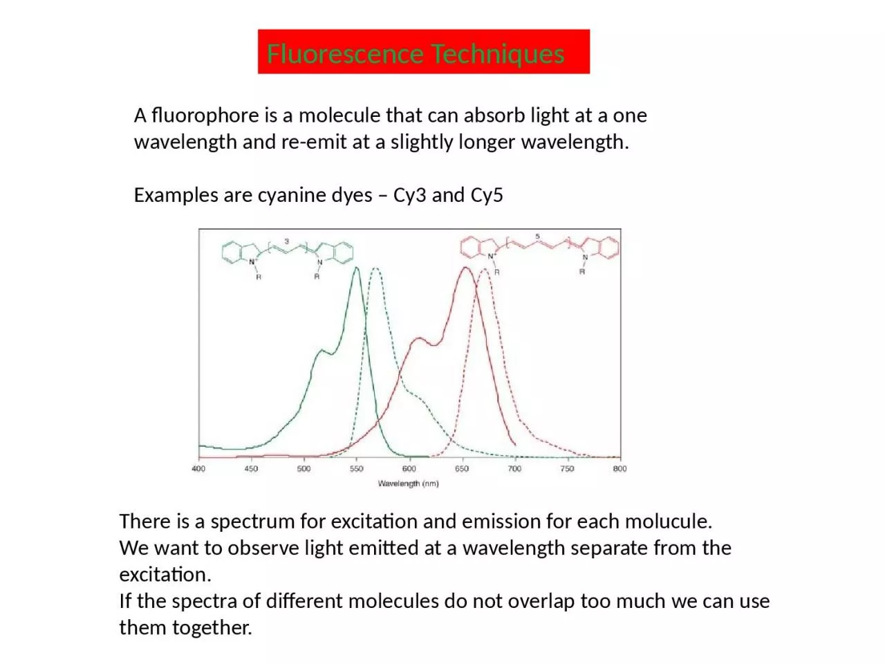 PPT-A fluorophore is a molecule that can absorb light at a one wavelength and re-emit at a