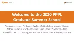 Welcome to the 2020 PPPL Graduate Summer School