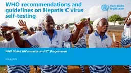 WHO recommendations and guidelines on Hepatis C virus self-testing