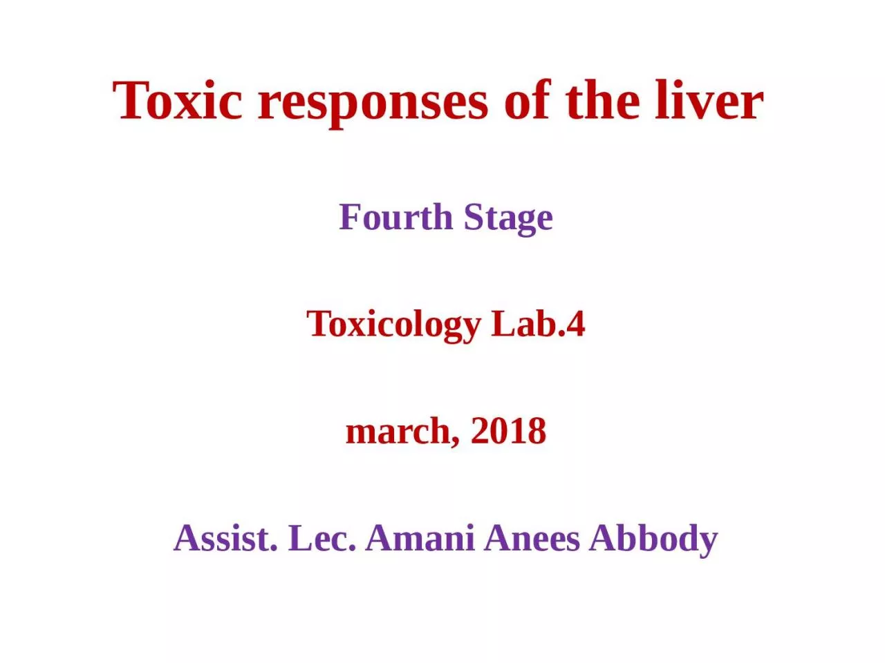 Toxic  responses  of the liver