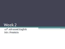 Week 2 12 th  Advanced English