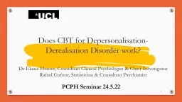 Does CBT  for  Depersonalisation- Derealisation Disorder work?