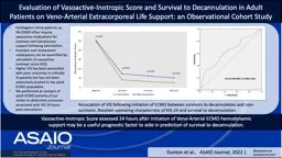 Evaluation of Vasoactive-Inotropic Score and Survival to Decannulation in Adult Patients on Veno-Ar