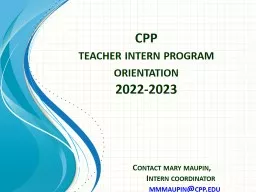 CPP  teacher intern program orientation