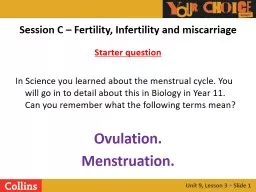 Session C – Fertility, Infertility and miscarriage