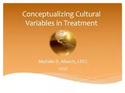 Conceptualizing  C ultural Variables in Treatment