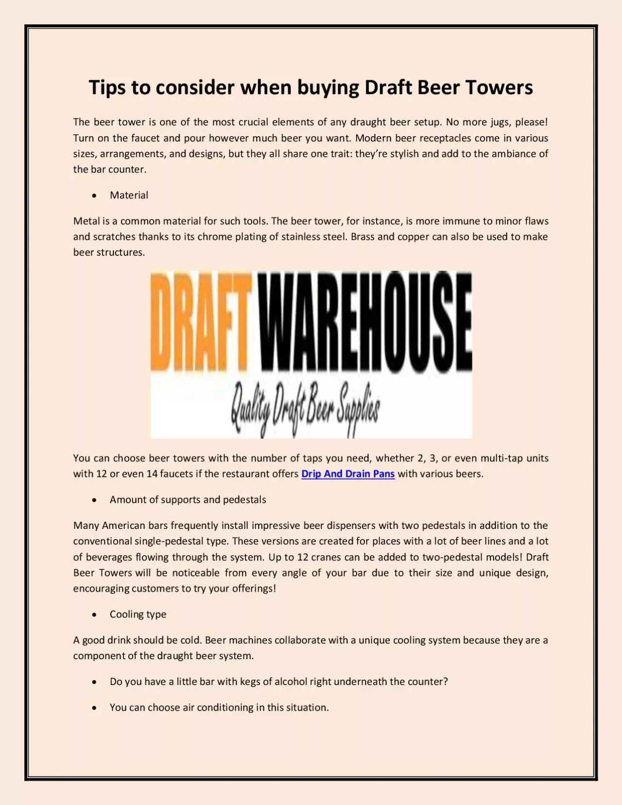 PDF-Tips to consider when buying Draft Beer Towers