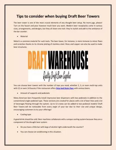 Tips to consider when buying Draft Beer Towers