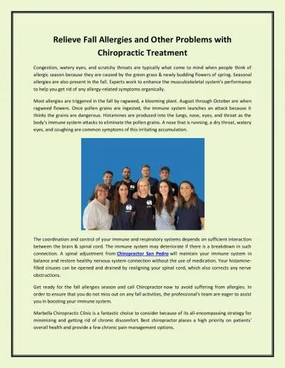 Relieve Fall Allergies and Other Problems with Chiropractic Treatment
