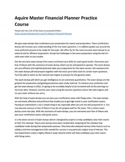 Aquire Master Financial Planner Practice Course