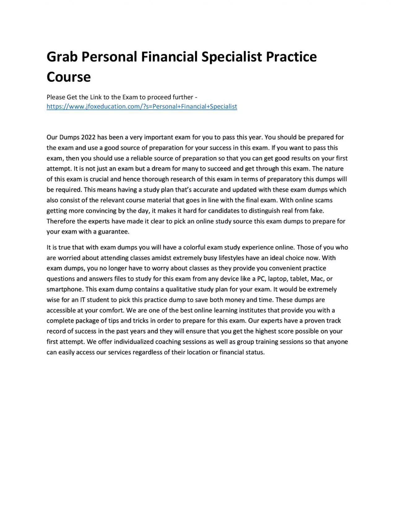 PDF-Grab Personal Financial Specialist Practice Course