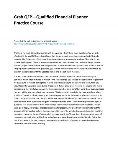 Grab QFP—Qualified Financial Planner Practice Course