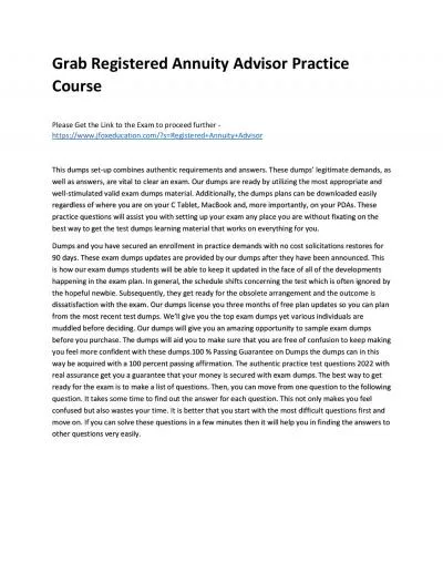 Grab Registered Annuity Advisor Practice Course