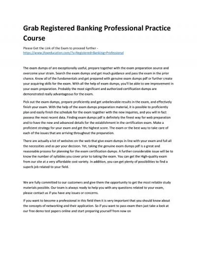 Grab Registered Banking Professional Practice Course