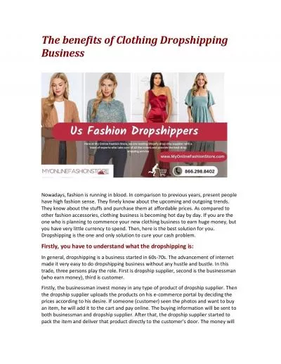 The benefits of Clothing Dropshipping Business